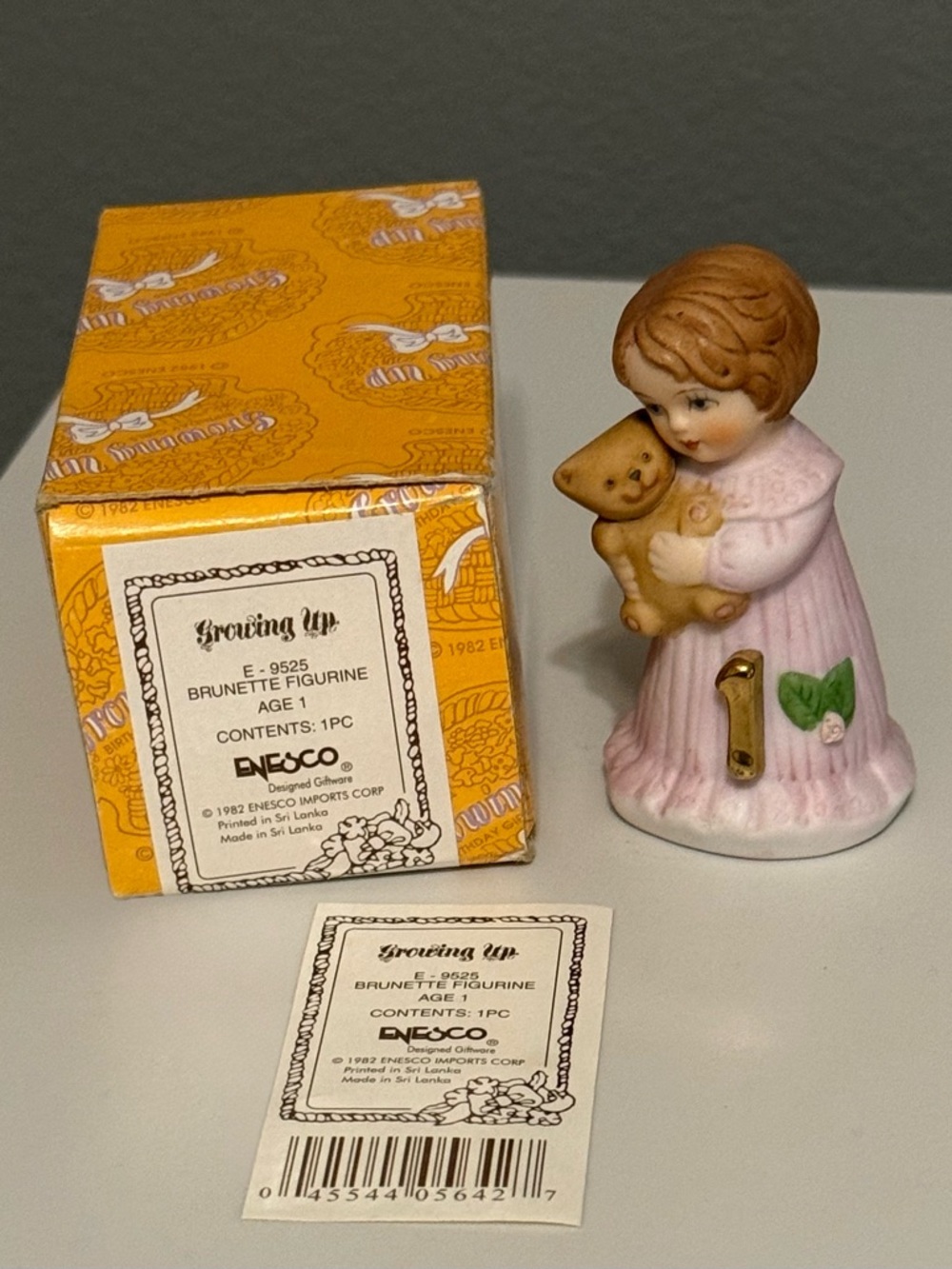 Enesco Porcelain Growing Up Brunette Figurine Age 1
